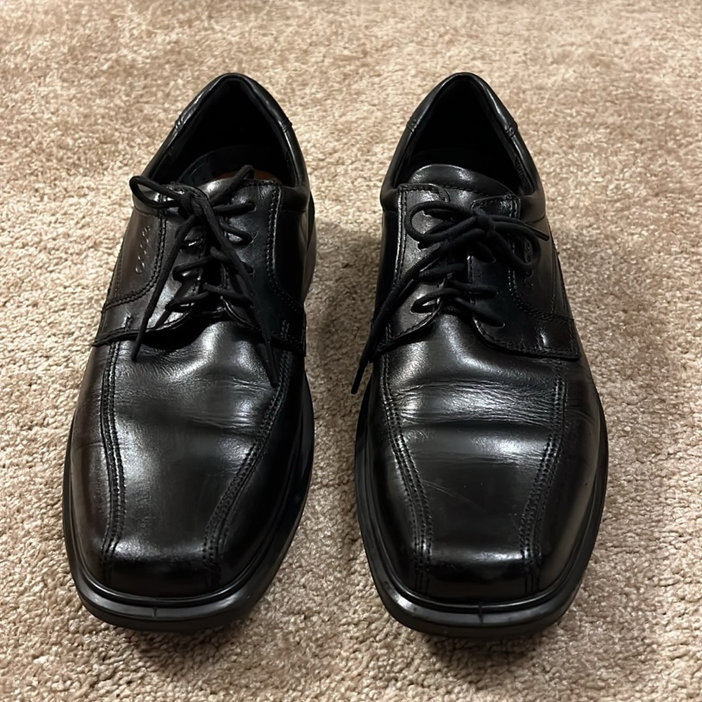 Ecco Men’s Helsinki 2 Bike Toe Black Leather Tie Dress Shoe  EU 46/US 12